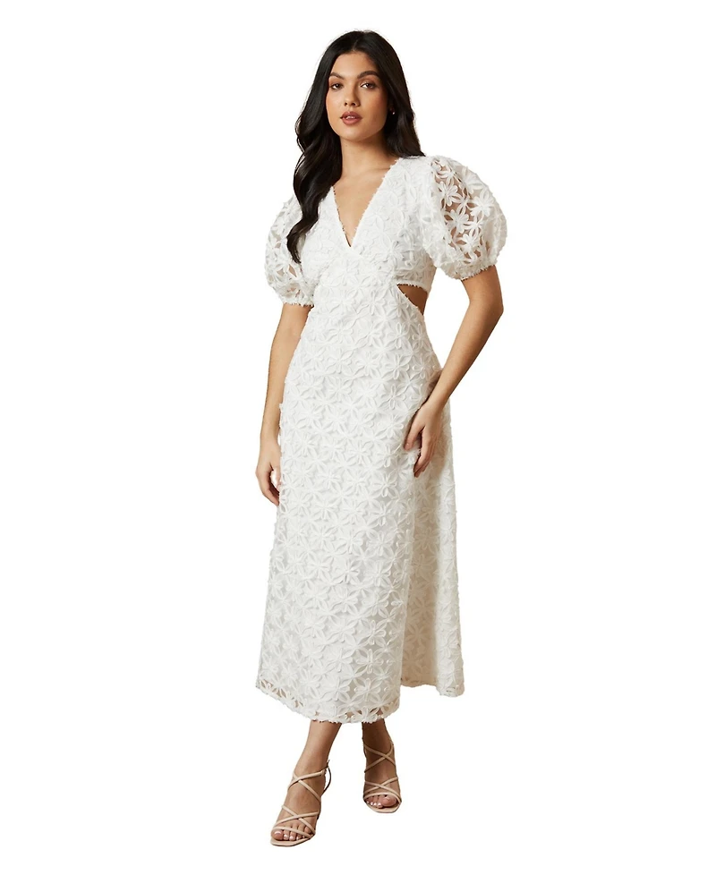 Oasis Textured Cutout Detail Midi Dress