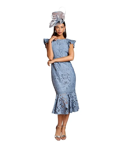 Coast Women's Frill Sleeve Lace Flute Hem Dress