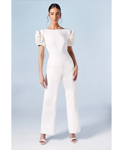 Coast Women's 3D Flower Shoulder Bridal Jumpsuit