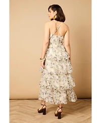 Oasis Women's Floral Textured Strappy Midaxi Dress