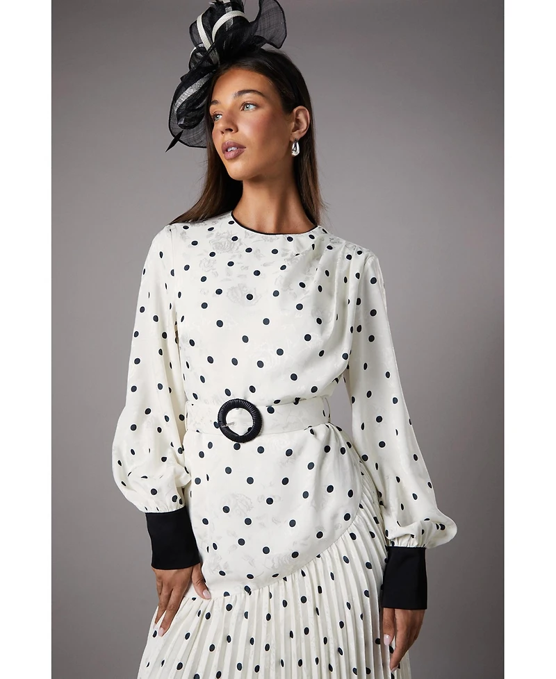 Coast Long Sleeve Pleated Midi Dress