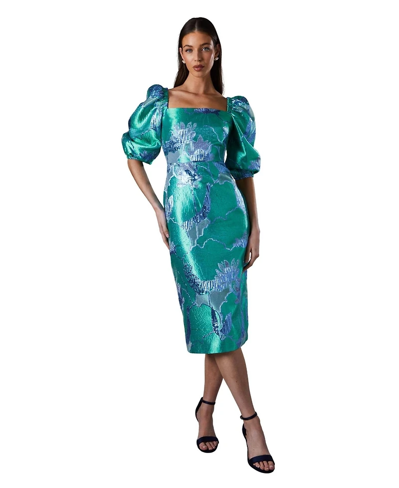Coast Bubble Sleeve Jacquard Dress