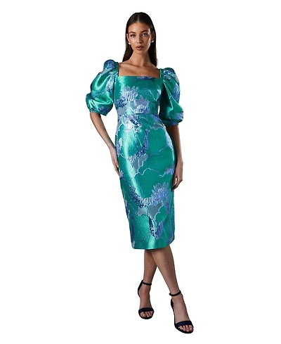 Coast Bubble Sleeve Jacquard Dress