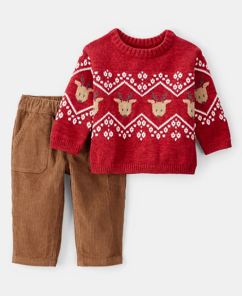 Carter's Baby Boys Fair Isle Long Sleeves Sweater and Pants, 2-Piece Set