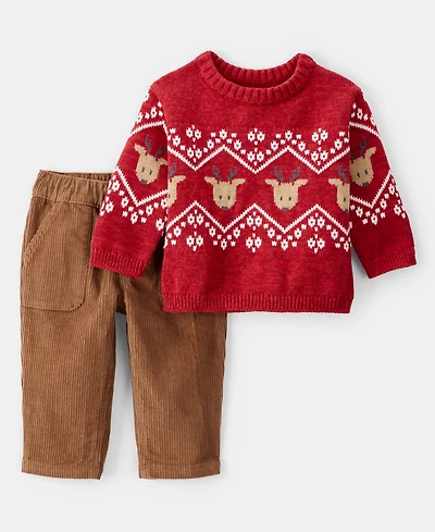Carter's Baby Boys Fair Isle Long Sleeves Sweater and Pants, 2-Piece Set