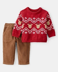 Carter's Baby Boys Fair Isle Long Sleeves Sweater and Pants, 2-Piece Set