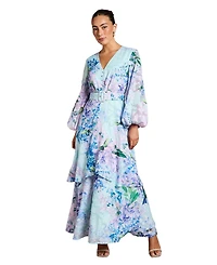 Coast Women's Long Sleeve Chiffon Belted Maxi Dress