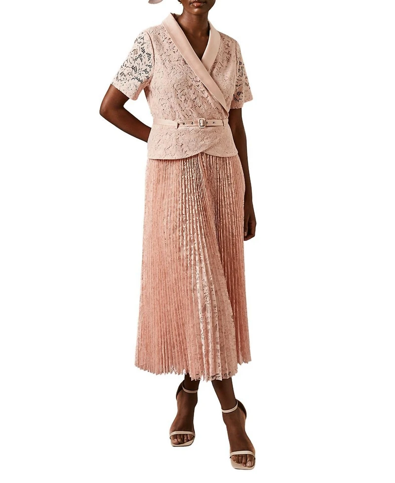 Coast Women's Lace 2 1 Jacket Pleated Midi Dress