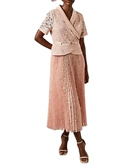 Coast Women's Lace 2 1 Jacket Pleated Midi Dress