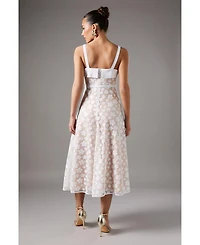 Coast Women's Mesh Sequin Belted Midi Dress