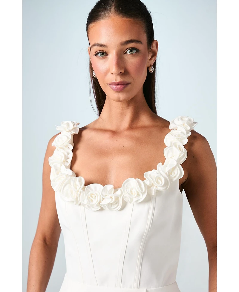 Coast Square Neck 3D Flower Bridal Mini Dress