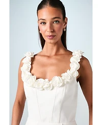 Coast Square Neck 3D Flower Bridal Mini Dress