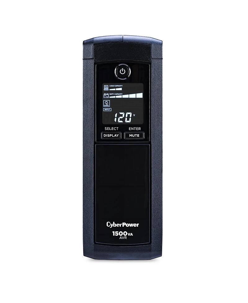 CyberPower CP1500AVRLCDTAA 1500VA/900W Simulated Sinewave Intelligent LCD Mini-Tower Ups System, Taa Compliant, Black