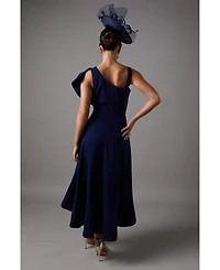 Coast Women's One Shoulder Crepe Ruffle Midi Dress
