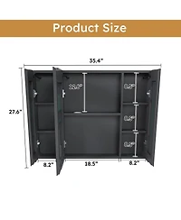 Casainc 35×28 Inch Aluminum Mirror Cabinet with Led Light and Defogging Function