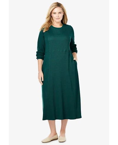 Woman Within Plus Petite Thermal Knit A-Line Dress