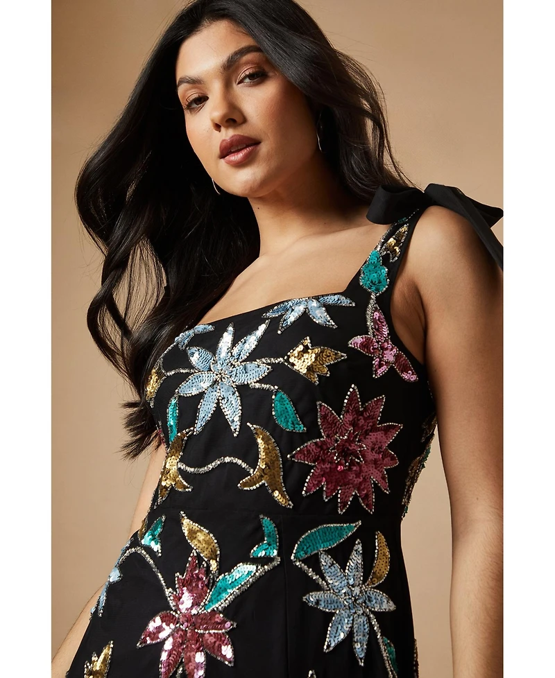 Oasis Floral Embellished Split Midi Dress