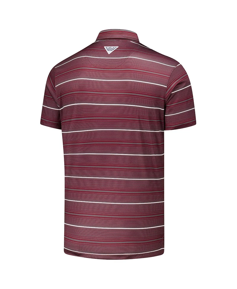 Columbia Men's Maroon Texas A&M Aggies Pfg Super Terminal Tackle Omni-Shade Stripe Polo Shirt