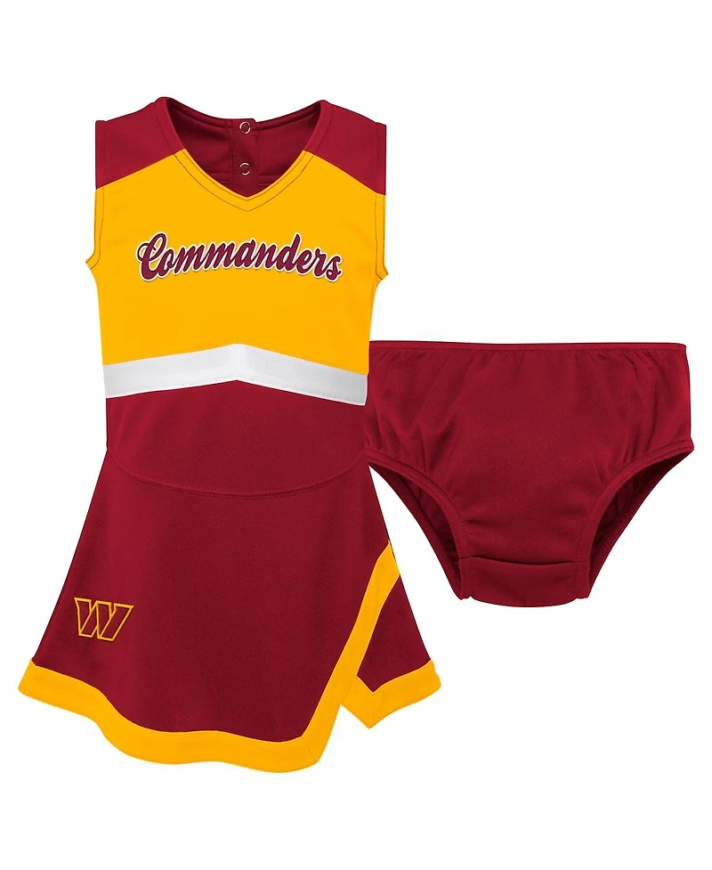 Outerstuff Girls Preschool 2-Piece Burgundy Washington Commanders Cheer Captain Jumper Dress with Bloomers Set