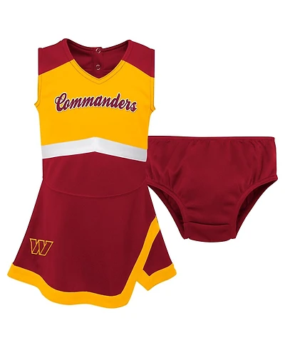 Outerstuff Girls Preschool 2-Piece Burgundy Washington Commanders Cheer Captain Jumper Dress with Bloomers Set