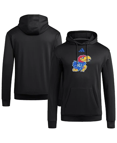 Adidas Men's Black Kansas Jayhawks Locker Logo Fleece Pullover Hoodie
