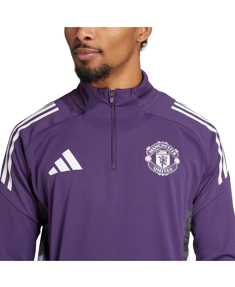 Adidas Men's Purple Manchester United 2025/26 Aeroready Raglan Quarter-Zip Training Top