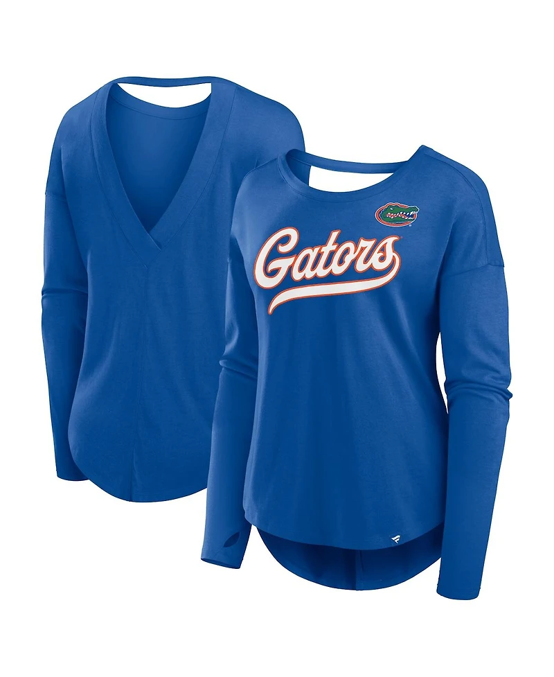 Fanatics Women's Royal Florida Gators Training Camp Core Long Sleeve V-Neck Fashion T-Shirt