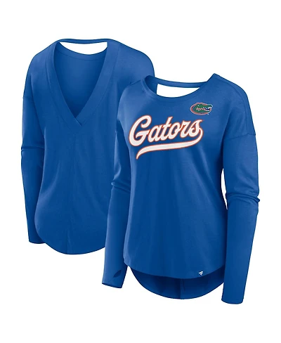 Fanatics Women's Royal Florida Gators Training Camp Core Long Sleeve V-Neck Fashion T-Shirt