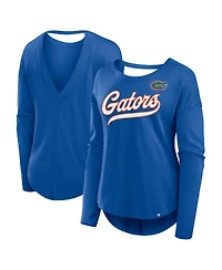 Fanatics Women's Royal Florida Gators Training Camp Core Long Sleeve V-Neck Fashion T-Shirt