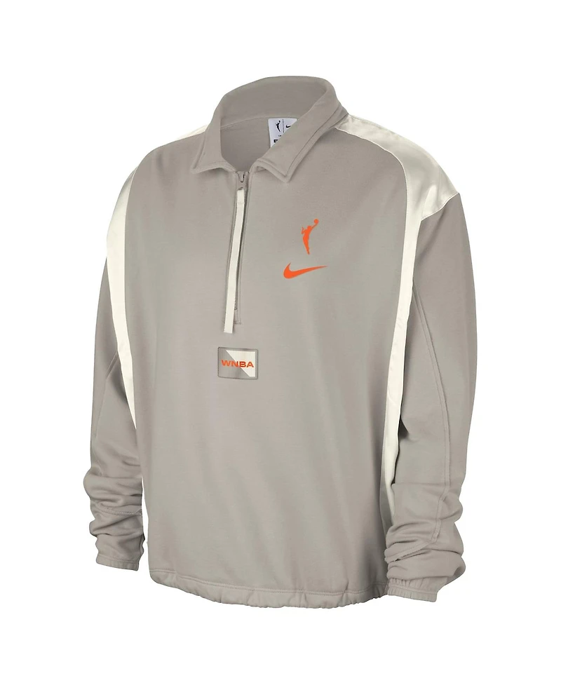 Nike Women's Gray Wnba Basketball Fleece Quarter-Zip Performance Pullover Sweatshirt