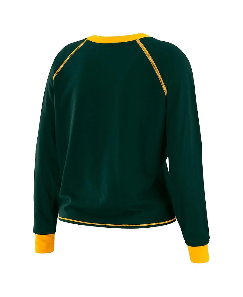 Wear by Erin Andrews Women's Green/Gold Green Bay Packers Tie-Front Long Sleeve Top