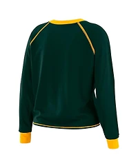 Wear by Erin Andrews Women's Green/Gold Green Bay Packers Tie-Front Long Sleeve Top