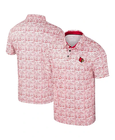 Colosseum Men's Red Louisville Cardinals It's Time Allover Print Polo Shirt
