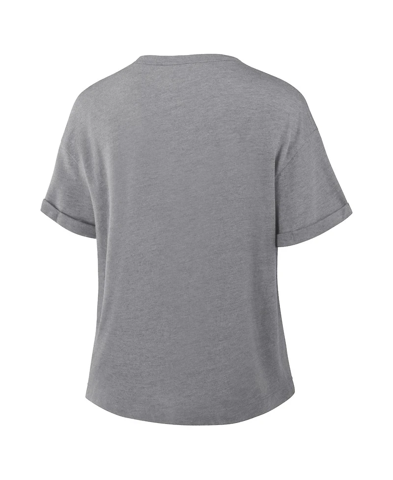 Fanatics Women's Heather Gray Buffalo Bills Swing Pass Tri-Blend Boxy T-Shirt