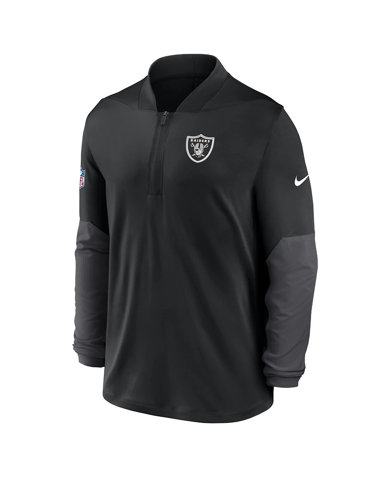 Nike Men's Black Las Vegas Raiders Sideline Feel The Pressure Performance Half-Zip Pullover