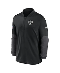 Nike Men's Black Las Vegas Raiders Sideline Feel The Pressure Performance Half-Zip Pullover