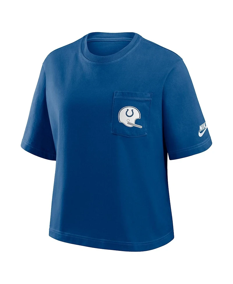 Nike Women's Royal Indianapolis Colts Rewind Pocket Boxy T-Shirt