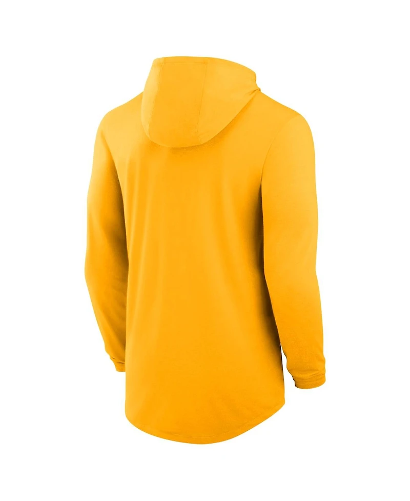 Nike Men's Gold Iowa Hawkeyes Classic Arch Tri-Blend Performance Long Sleeve Hoodie T-Shirt