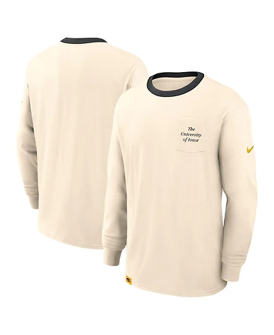 Nike Men's Natural Iowa Hawkeyes Athletic Prep Max90 Pocket Logo Long Sleeve T-Shirt