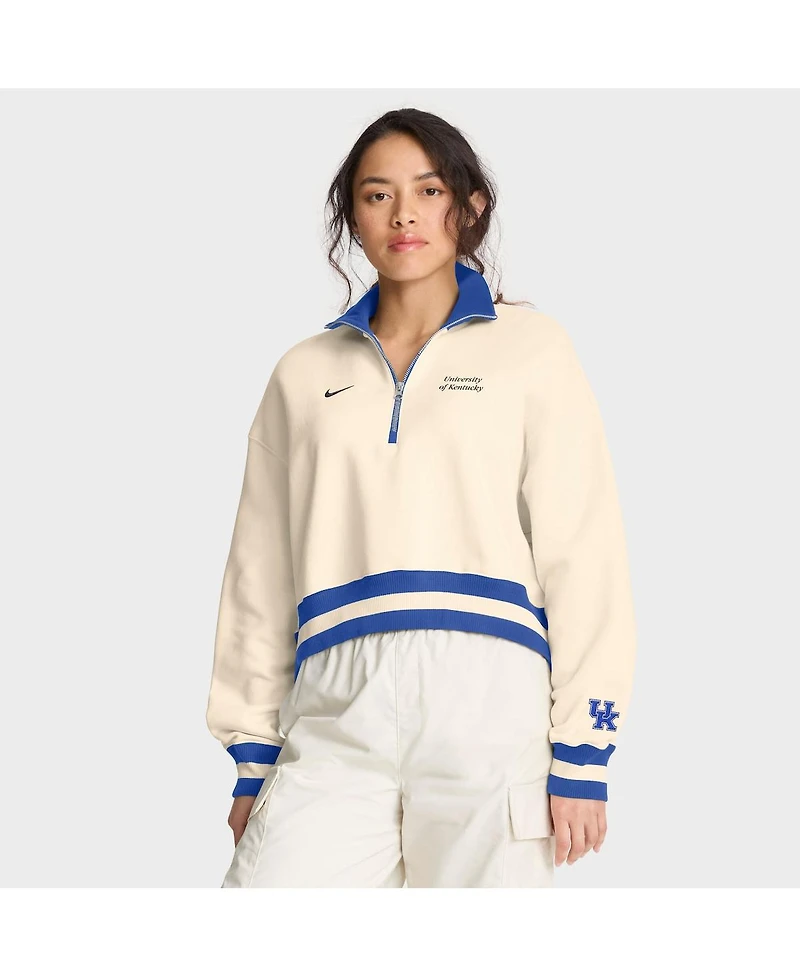 Nike Women's Cream/Royal Kentucky Wildcats Legacy Half-Zip Sweatshirt