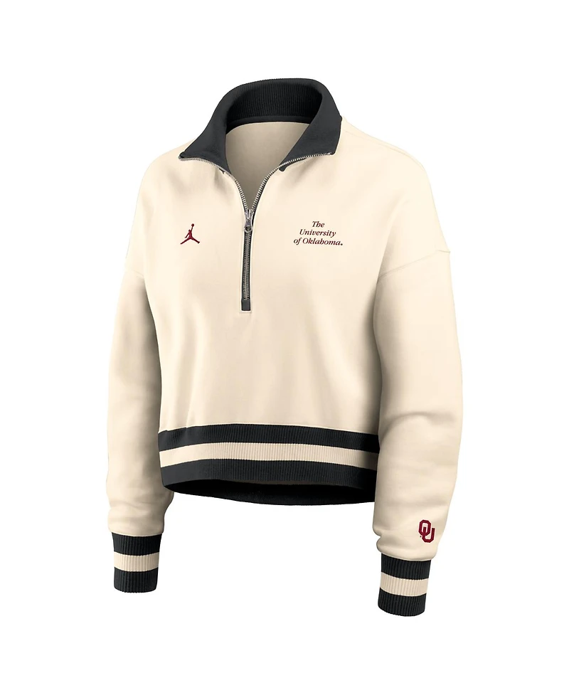 Jordan Women's Tan/Black Oklahoma Sooners Legacy Half-Zip Sweatshirt