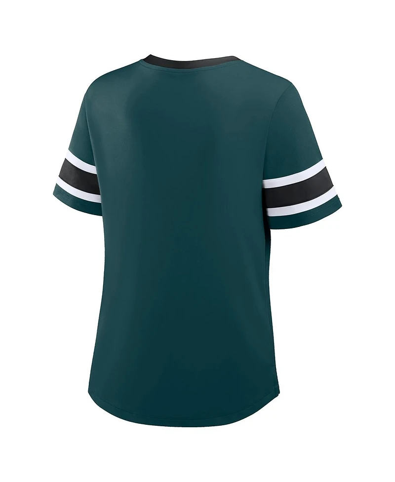 Fanatics Women's Midnight Green Philadelphia Eagles Redzone Draw Play Athena Lace-Up T-Shirt