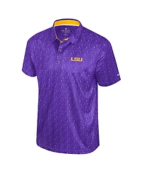 Colosseum Men's Purple Lsu Tigers Football Print Polo Shirt