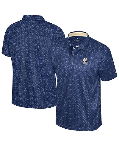 Colosseum Men's Navy Notre Dame Fighting Irish Football Print Polo Shirt