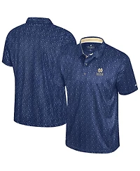 Colosseum Men's Navy Notre Dame Fighting Irish Football Print Polo Shirt
