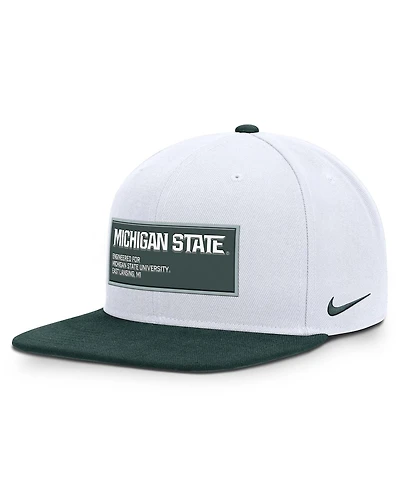 Nike Men's White/Green Michigan State Spartans 2025 On-field Patch Pro Dri-fit Snapback Hat