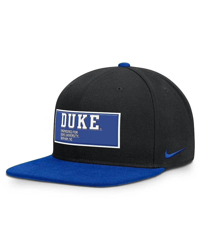Nike Men's Black/Royal Duke Blue Devils 2025 On-field Patch Pro Dri-fit Snapback Hat