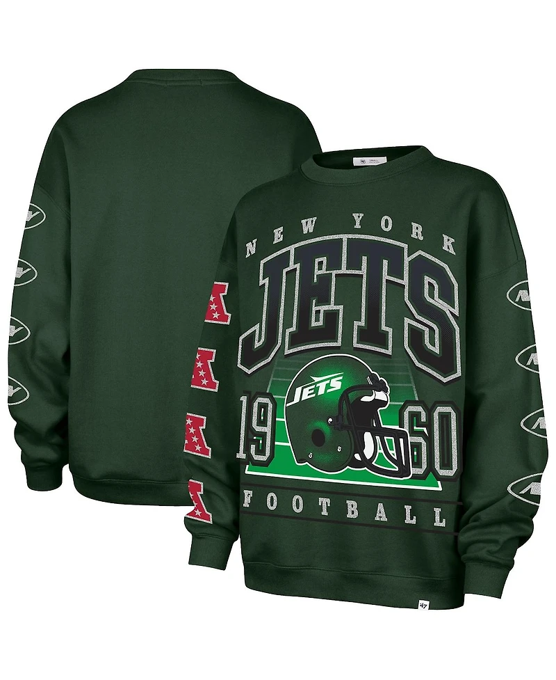 '47 Brand Women's Green New York Jets Go Big Oversized Pullover Sweatshirt