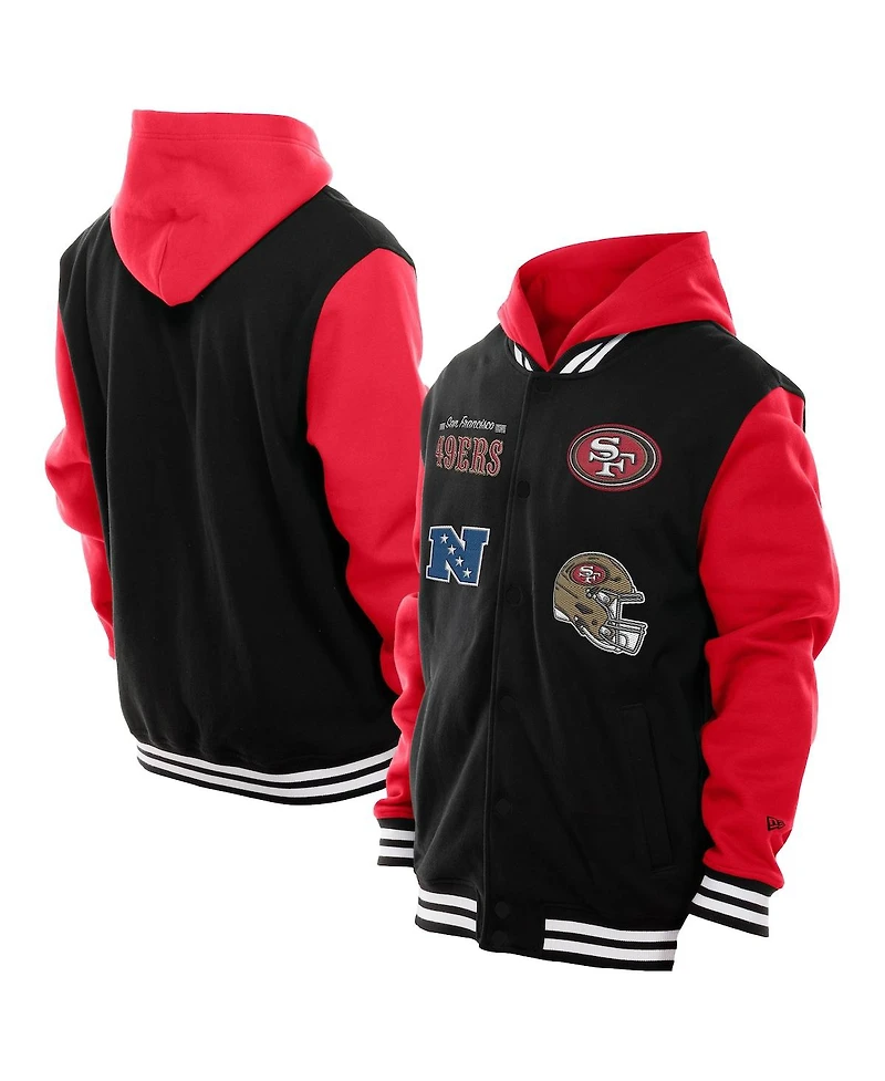 New Era Men's Black San Francisco 49ers Full-Snap Fleece Hoodie Jacket