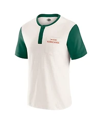 Darius Rucker Collection by Fanatics Men's Cream/Green Miami Hurricanes Henley Color Block Slub T-Shirt